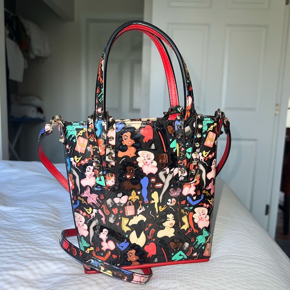 Christian Louboutin: Limited Edition Black Patent Leather Multicolor Cabata Tote